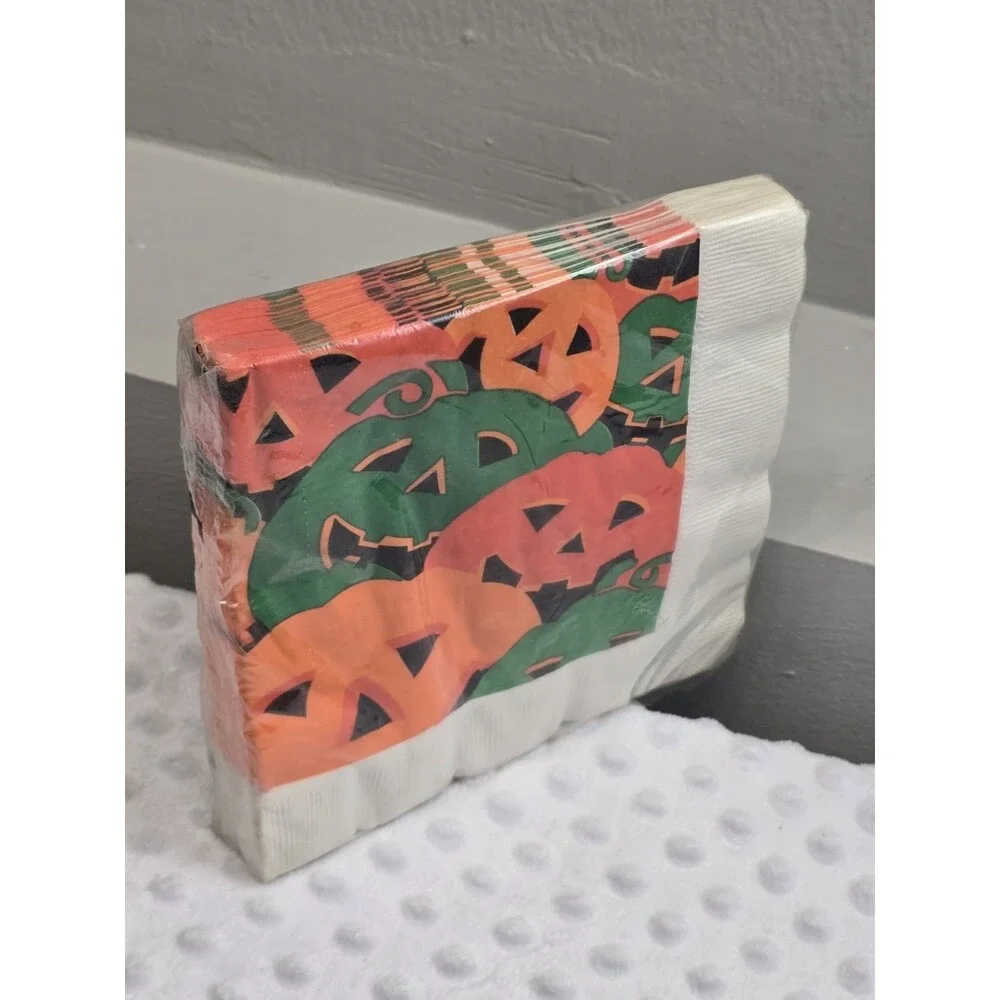 Vintage Halloween Pumpkin Napkins New 3-Ply Paper 20 Jack O Lantern Party Supply